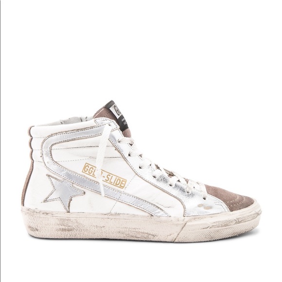 Golden Goose Shoes - Golden Goose White and Brown High-Top Sneakers